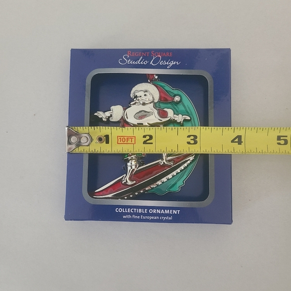 NIB Regent Square Studio Design Surfing Santa Enamel European Crystal Ornament - Picture 5 of 6